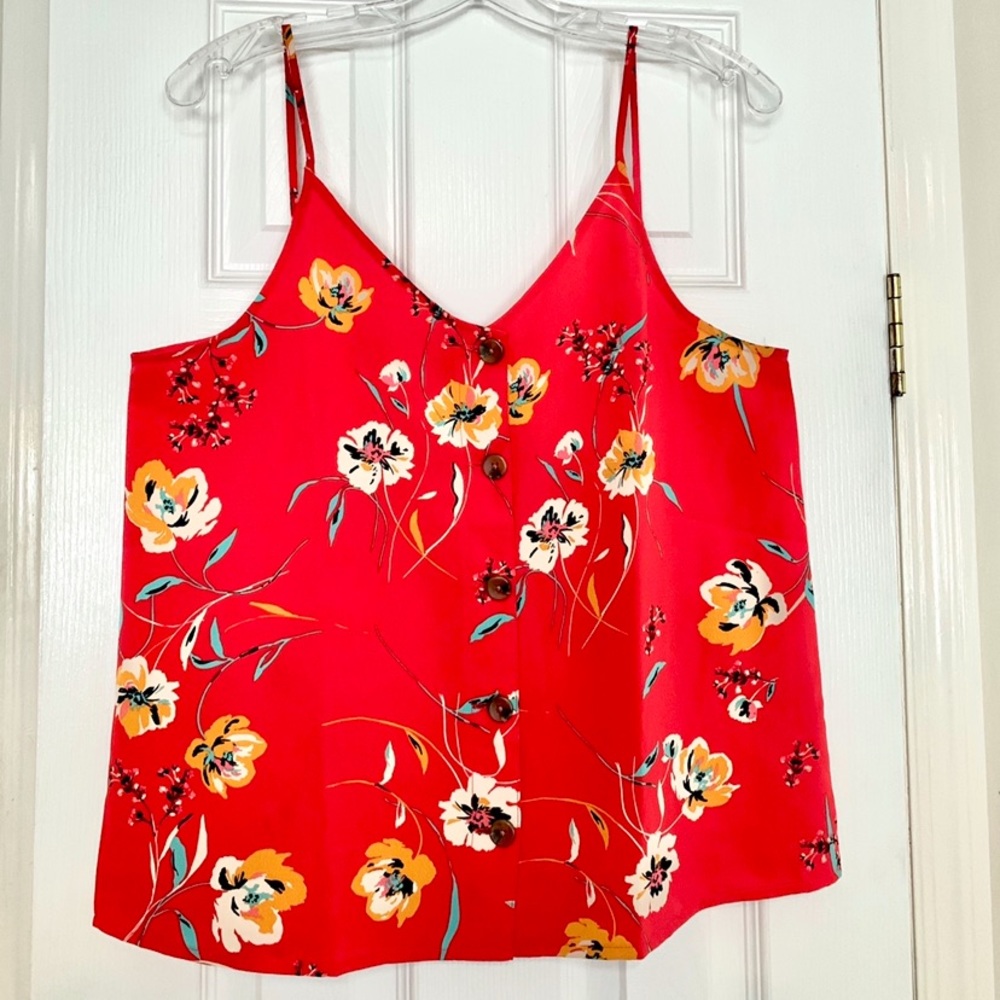 Maurices Floral Button Front Tank Top